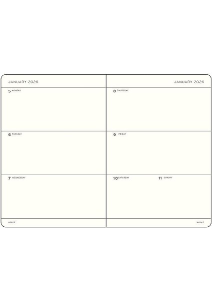 LEUCHTTURM1917 Orta Boy (A5) 18 Aylık Haftalık Ajanda 2026 Sert Kapak, Ingilizce, Dusty ROSE372809 fiyatları