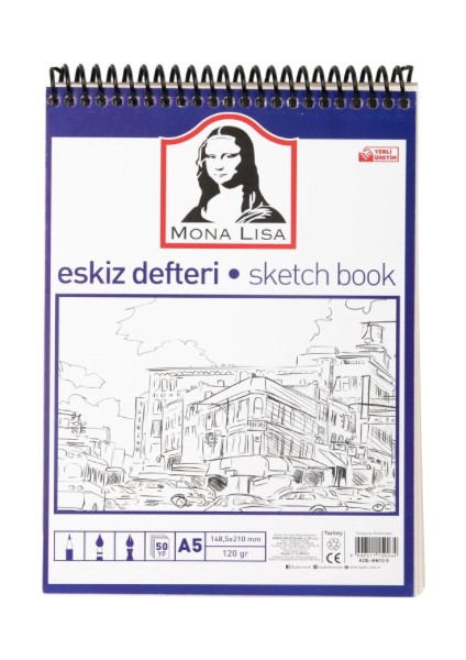 Mona Lisa A5 Sketchbook Eskiz 120 gr Telli Çizim Defter