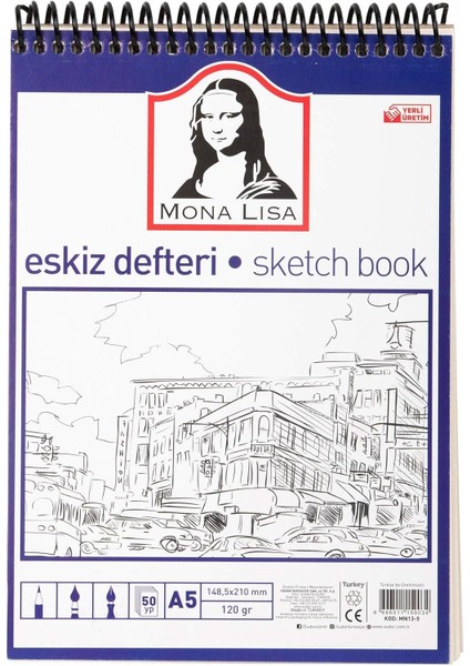 Mona Lisa A5 Sketchbook Eskiz 120 gr Telli Çizim Defter fiyatları