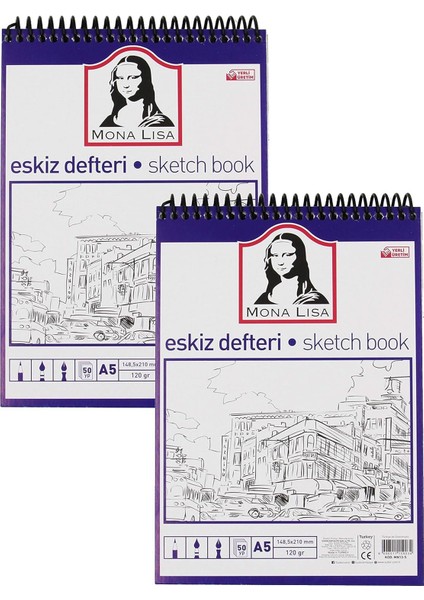Mona Lisa A5 Sketchbook Eskiz 120 gr Telli Çizim Defter fırsatları