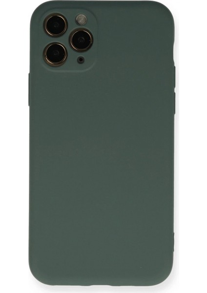 iPhone 11 Pro Kılıf Nano Içi Kadife Silikon - Koyu Yeşil