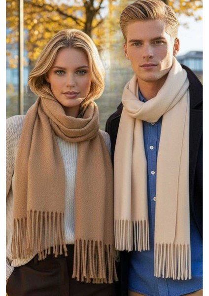 Unisex Yumuşak Dokulu Püsküllü Kışlık Buklet Atkı Şal 2'li Set indirimleri