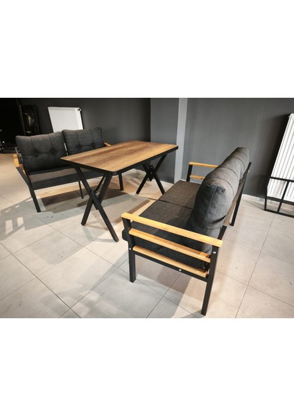 Serdem-(Kuqu)-2+2+Masa Bahçe Balkon Takımı Mobilya Grubu (Antrasit) fiyatları