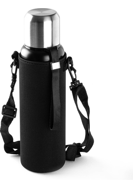Siyah Çantalı ve Süzgeçli Paslanmaz Çelik Termos 800ML