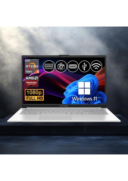 Vivobook Go 15 RYZEN5-7520U 8gb 2tb Nvme SSD E1504FA-BQ1741 ATL19 15.6" WIN11PRO Notebook