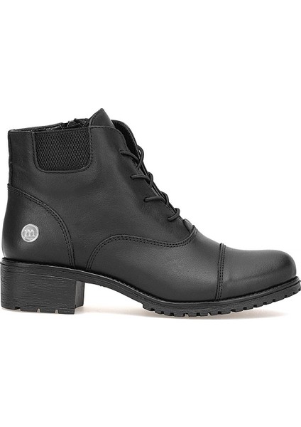 D25KB-1645 Kadın Hakiki Deri Topuklu Bot Siyah