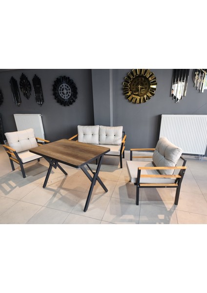 Serdem-(Kuqu)-2+1+1+Masa Bahçe Balkon Takımı Mobilya Grubu (Krem)