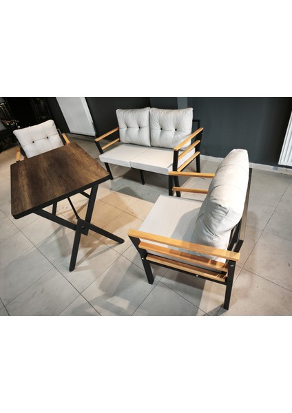 Serdem-(Kuqu)-2+1+1+Masa Bahçe Balkon Takımı Mobilya Grubu (Krem) fiyatları