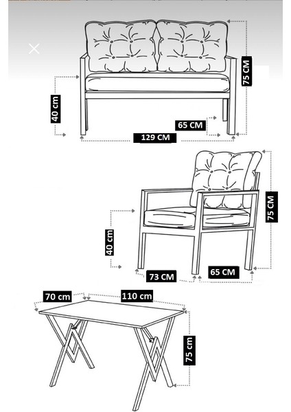 Serdem-(Kuqu)-2+1+1+Masa Bahçe Balkon Takımı Mobilya Grubu (Krem) fırsatları