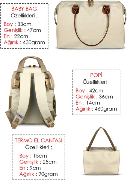 Baby Bag Bebek Bakım Kadın Omuz Çantası + Popi Anne Kadın Sırt Çantası Termos Çanta Hediye fırsatları