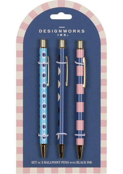 Designworks Ink A Dopo 3'lü Tükenmez Kalem Seti - Göz, Ay, Çizgi