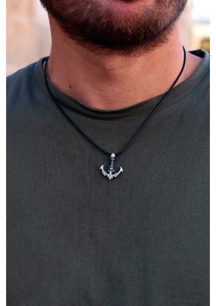 Oksitli Denizci Çapası Tasarım 925 Ayar Gümüş Erkek Kolye 201024604 modelleri