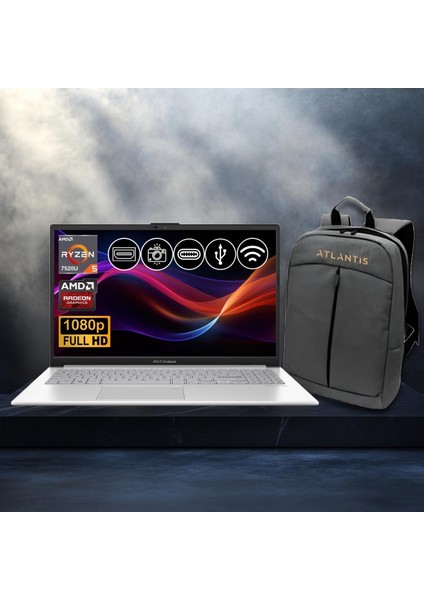 Vivobook Go 15 RYZEN5-7520U 8gb 2tb Nvme SSD E1504FA-BQ1741 ATL11 15.6" Freedos Notebook+Çanta
