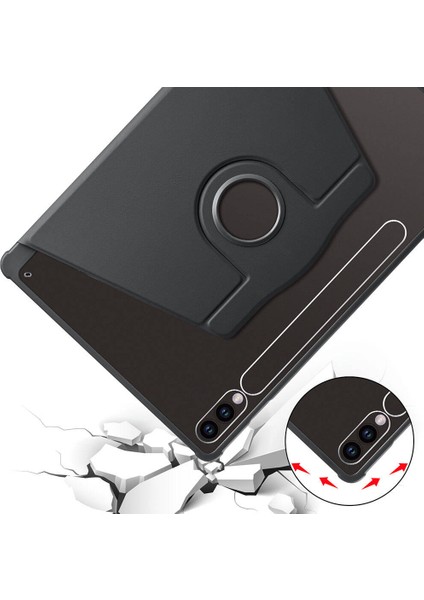 Galaxy Tab S10 Plus Uyumlu Kalem Bölmeli Standlı Termik Kılıf Siyah