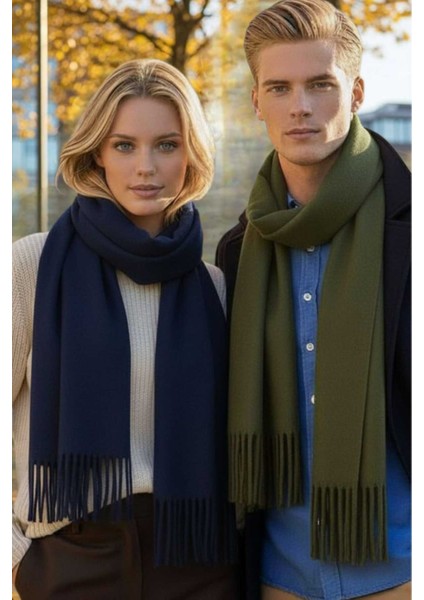 Unisex Yumuşak Dokulu Püsküllü Kışlık Buklet Atkı Şal 2'li Set