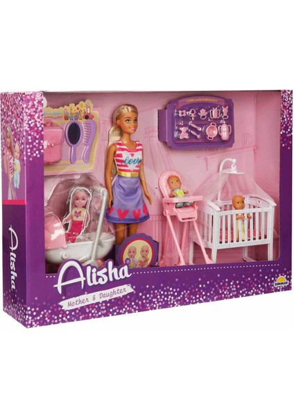 Alisha Beşikli, Mama Sandalyeli, Pusetli Bebek Bakım Seti – 29 cm Alisha Mother & Daughter Set fırsatları