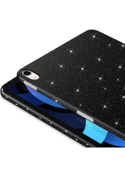 Apple iPad Air 10.9 2022 (5.nesil) Uyumlu Simli Parlak Koton Silikon Kılıf Siyah fiyatları