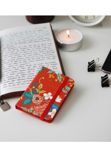 Nova Crafts Kırmızı Çiçekli ve Yaldızlı Mikro Not Defteri fiyatları