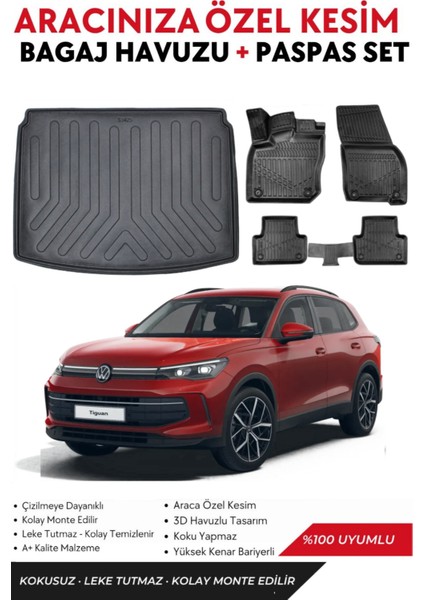 Volkswagen Tiguan 2025 Model Alt Bagaj Havuzu+Paspas Full Takım+Hediyeli