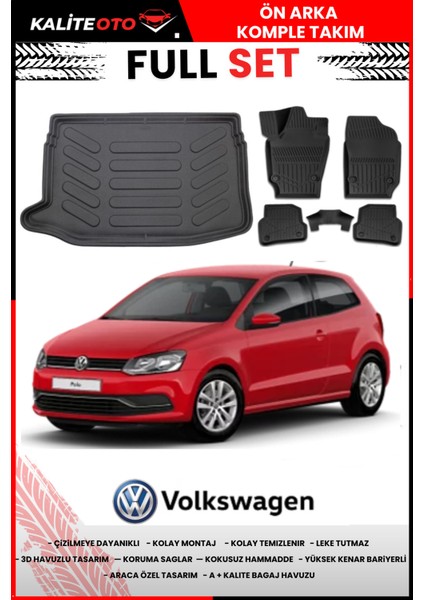 Volkswagen Polo 6r 2013-2014-2015-2016 Model Üst Bagaj Havuzu+Paspas Takımı Full Set