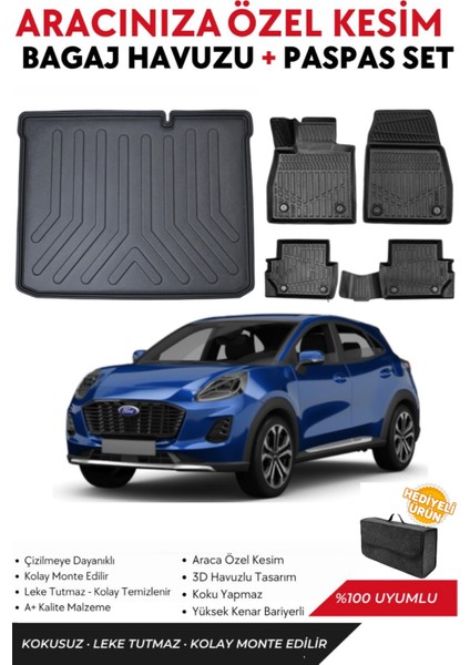 Ford Puma 2025 Model Alt Bagaj Havuzu+Paspas Full Takım+Hediyeli