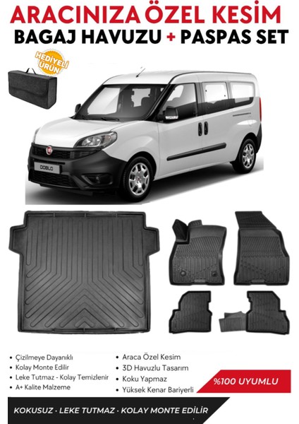 Fiat Doblo Maxi 2021 Model Bagaj Havuzu+Paspas Full Takım+Hediyeli