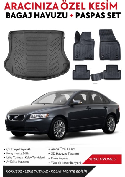 Volvo S40 2009 Model Bagaj Havuzu+Paspas Full Takım+Hediyeli