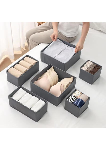 4'lü Çekmece Dolap Içi Düzenleyici Kutu Raf Set Bebek Eşyası Çocuk Odası Banyo Organizer/gri fiyatları