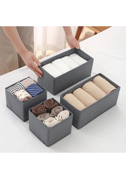 4'lü Çekmece Dolap Içi Düzenleyici Kutu Raf Set Bebek Eşyası Çocuk Odası Banyo Organizer/gri fırsatları