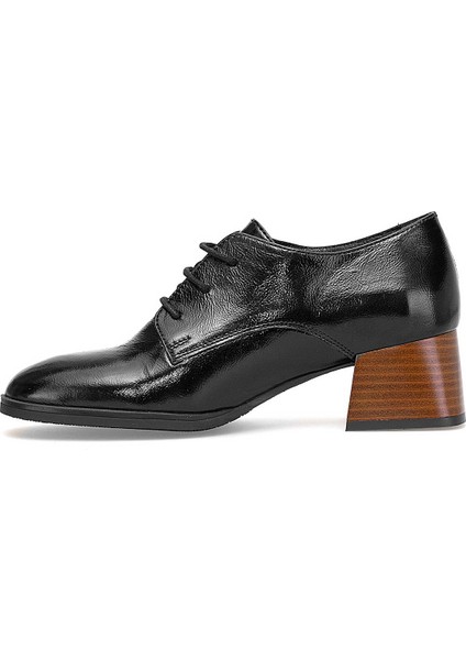 D25KA-1545 Kadın Hakiki Rugan Deri Klasik Topuklu Ayakkabı Siyah modelleri