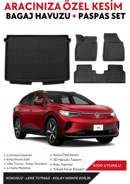 Volkswagen Id4 2024-2025 Model Üst Bagaj Havuzu+Paspas Takımı Full Takım