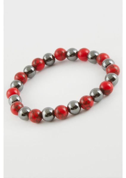 Wizard Hematit Ceyt Doğaltaş Bileklik-Kırmızı