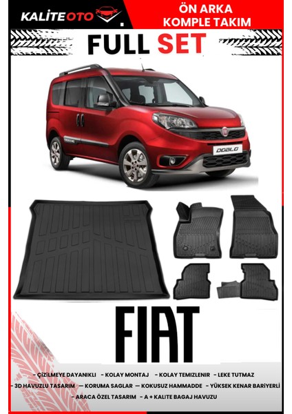 Fiat Doblo 2016-2017-2018-2019-2020-2021-2022 Model Bagaj Havuzu+Paspas Takımı Full Set