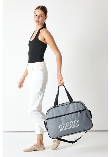 Powerspeed Kadın Füme Büyük Boy Önü Fermuarlı Baskılı Spor ve Seyahat Omuz Çantası modelleri