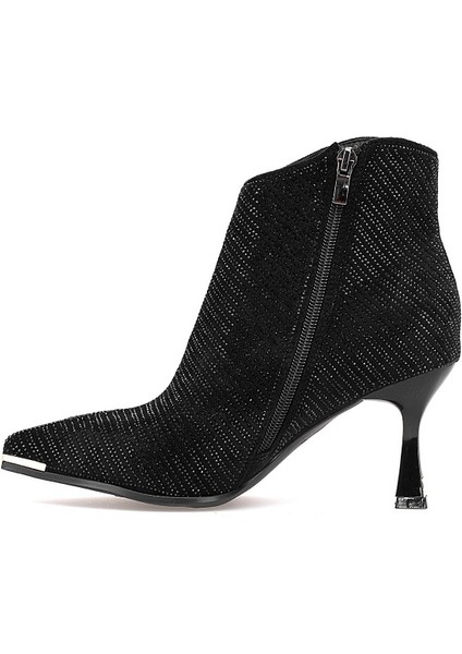 25K416-1 Kadın Taşlı Topuklu Bot Siyah modelleri