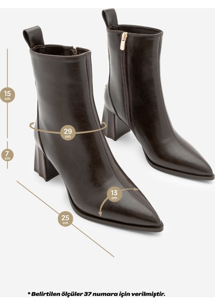 Kadın Sivri Burun Kalın Ökçe Topuklu Bot Esvon