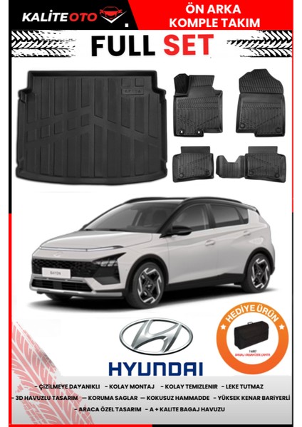 Hyundai Bayon 2022-2023-2024-2025 Model Bagaj Havuzu+Paspas Takımı Full Set+Hediyeli