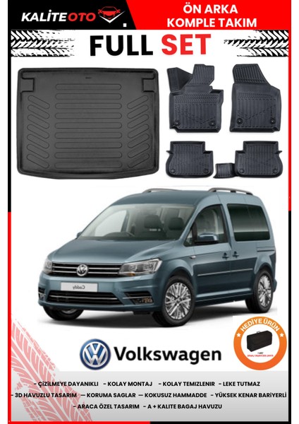 Volkswagen Caddy 2015 Model Bagaj Havuzu+Paspas Takımı Full Set+Hediyeli