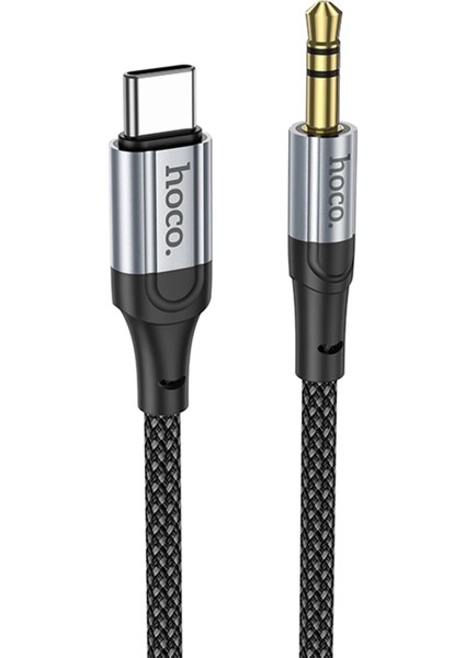 Hoco. UPA26 1m Hasırlı Type-C To Aux Kablo - Siyah