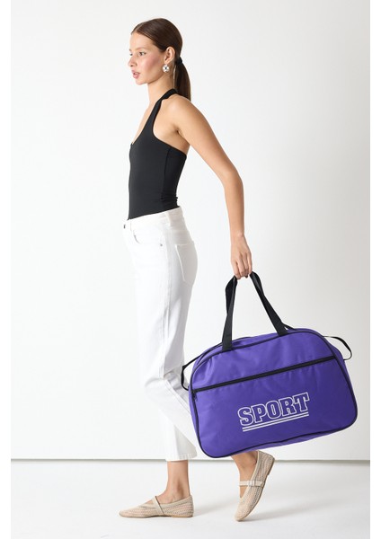 Powerspeed Kadın Mor Büyük Boy Önü Fermuarlı Baskılı Spor ve Seyahat Omuz Çantası modelleri