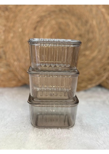3’lü Plastik Saklama Kabı –kahvaltılık Düzenleyici Kap Seti