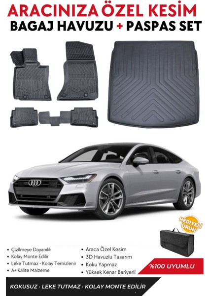 Audi A7 2023 Model Bagaj Havuzu+Paspas Full Takım+Hediyeli
