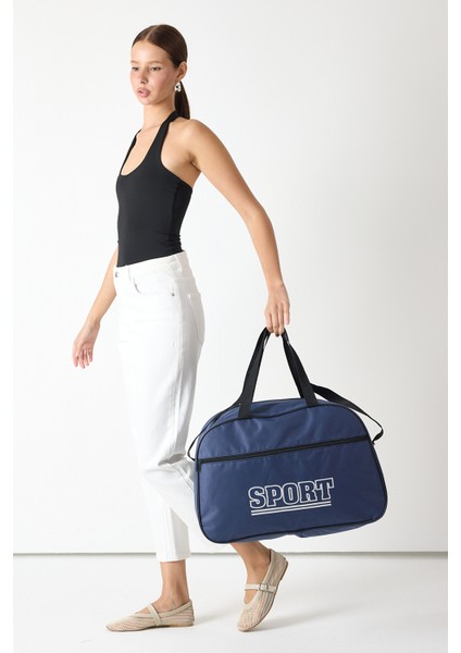 Powerspeed Kadın Lacivert Büyük Boy Önü Fermuarlı Baskılı Spor ve Seyahat Omuz Çantası modelleri