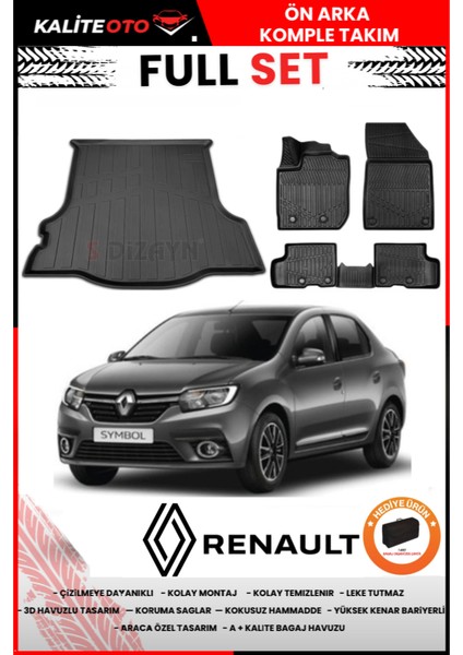 Renault Symbol 2019 Model Bagaj Havuzu+Paspas Takımı Full Set+Hediyeli
