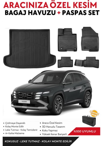 Hyundai Tucson 2025 Model Bagaj Havuzu+Paspas Full Takım+Hediyeli