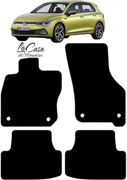 Vw Golf 8 (2019 ve Sonrası) -Otomatik)Uyumlu Lacasa Automotive Velur Halı Paspas