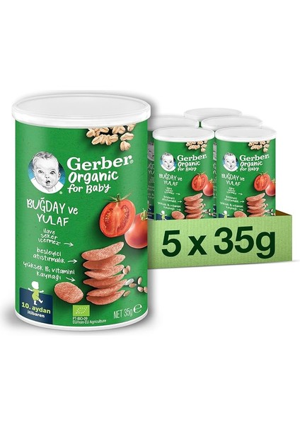 Organik Buğday ve Yulaflı , Domates, Havuç ve Soğanlı Bebek Atıştırmalığı 35 gr x 5 Adet