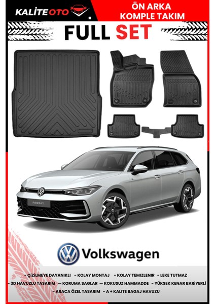 Volkswagen Passat B9 Variant 2024-2025 Model Alt Bagaj Havuzu+Paspas Takımı Full Set
