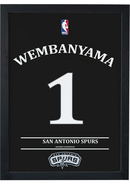Victor Wembanyama Tasarımlı Siyah Çerçeveli Poster Tablo