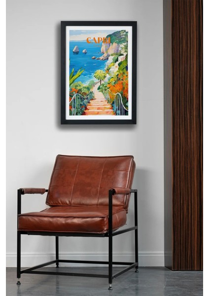 Travel Seri-E Caprı | Kafe Salon Oturma Odası | Siyah Çerçeveli Poster Tablo modelleri